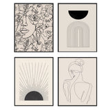 Set of 4 Unframed Minimalist Boho Wall Art Prints Abstract Art Prints Artwork Posters Wall Decor 50 x 70cm