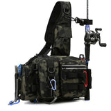 Fishing Tackle Storage Bag Fish Lures Bag Single Shoulder Crossbody Tactical Waist Pack Camouflage