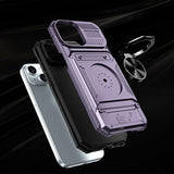 Wallet Card Slot Shockproof Protective Case Compatible With iPhone 17 and 18 Series Purple