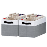 2Pcs Foldable Storage Bins Large Closet Storage Baskets for Clothes Blanket Beddings Towels Gray