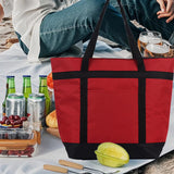Insulated 39L Reusable Tote Bag for Grocery Shopping for Picnic Beach Grocery Red