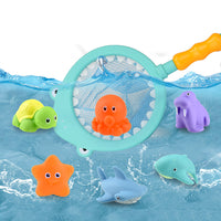 Color Changing Baby Bath Toys Bathtub Toys with Fishing Net Floating Squirting Toys Style 2