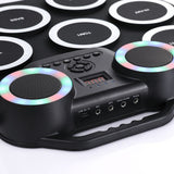 Roll Up Electronic Drum Kit Portable with Bluetooth and Dual Speakers Black
