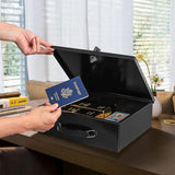 Fireproof Document Box with Key Lock Secure Lock Boxes for Documents Jewelry Cash Black