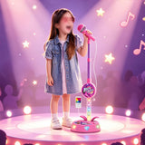 Flashing Light Karaoke Mic with Stand Adjustable for Youngsters Toy Pink