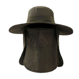 Outdoor Sun Protection Fishing Hat Wide Brim Cap with Neck Flap Face Cover Army Green