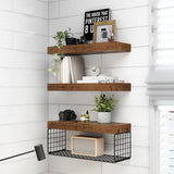 3 Tier Bathroom Shelves Over Toilet Wall Mounted Floating Shelves Toilet Paper Storage Brown