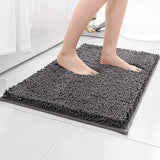 2 PCS Absorbent Bathroom Mat and U Shape Toilet Rug Set Dark Grey