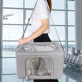 Pet Carrier Cat Travel Bag Portable Soft Sided Comfort Case Grey
