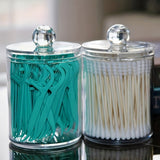 4 PCS Qtip Holder Set Bathroom Jars with Lids Set for Cotton Swabs Balls Pads Clear