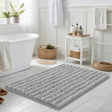 Chenille Bathroom Rug Mat with Non Slip Rubber Backing for Home Decor Light Grey