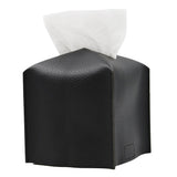 Square Tissue Box Dispenser Paper Storage Holder Napkin Case Organizer PU Leather Cover Black