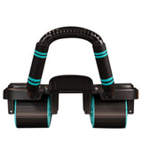 4-Wheel Automatic Rebound Ab Roller with Elbow Support Ab Exercise Machine Black