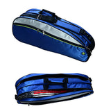 Badminton Racket Bag Holds 4-6 with Shoe Compartment Shoulder Strap Blue