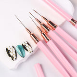 5PCS Nail Art Liner Brushes Set for Thin Lines & Fine Details Pink