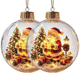 2 PCS 8cm Clear Plastic Fillable Christmas Ball Ornaments Santa