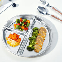 2Pcs Divided Meal Plates Stainless Steel Balance Lunch Container for Eating