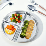 2Pcs Divided Meal Plates Stainless Steel Balance Lunch Container for Eating