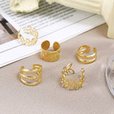15Pcs Set Unisex Clip On Non-Piercing Earrings Fake Helix Cartilage Conch Ear Decorations Gold