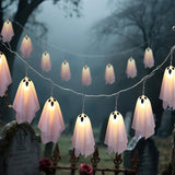 10PCS Ghost 275cm Halloween Warm White LED Hanging Light String with 8 Modes