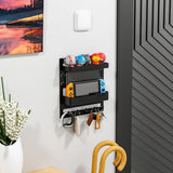 Bedside Shelf Organizer Wall Mount Self-Stick for Bedroom Storage Black
