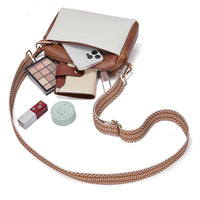 Crossbody Purse for Women Zipper Cell Phone Handbag with Adjustable Guitar Strap White
