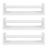 3 PCS Engineered Wood Floating Wall Mounted Book Display Shelves White