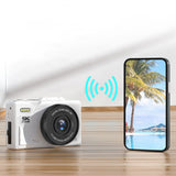 5K Digital Camera 180-Degree Flip Screen 18X Digital Zoom Video Recording Camera with 64GB TF Card White