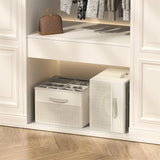 Shoe Organizer for Closet – Foldable Storage Containers with Adjustable Dividers & Transparent Cover Beige