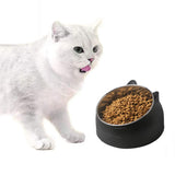 400ml Stainless Steel Tilted Pet Bowl – Non-Slip Raised Feeder for Cats & Dogs Black