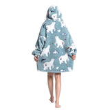 Adult Extra Long Oversized Hoodie Wearable Blanket Plush Sweatshirt Soft Fleece Polar Bear