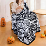 DIY Coloring Blanket Washable Color-In Throw Blanket for Sofa Travel Flowers and Butterfly