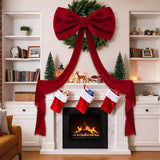 Velvet Christmas Tree Bow Oversized 40x230cm Long Streamers Red