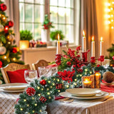 2.7M Christmas Garland with 50 LED Lights Artificial Rattan for Home Outdoor