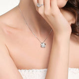 Eternal Preserved Rose Gift Box with Necklace for Mom Wife Girlfriend Silver