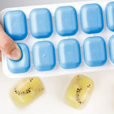 Large Capacity Ice Cube Tray Set with Storage Bin and Scoop Blue