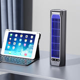 Rechargeable Bladeless Tower Fan USB for Wall Floor Desk Use Grey