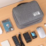 Large Travel Organizer Bag for Electronics with Adjustable Dividers Gray