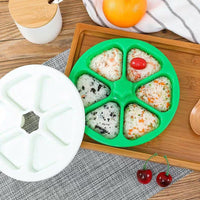 6-Hole Onigiri Mold Triangle Rice Ball Mold Bento Press Maker Mold with Lid Kitchen Tool Green