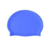 Elastic Silicone Swimming Cap Solid Color Water-resistant Ear Protection Hat Blue