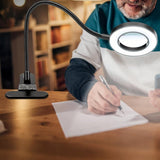 5X Magnifying Glass with LED Light 3 Color Modes Adjustable Desk Magnifier with Clip for Reading Crafts Black