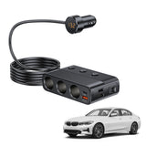7 in 1 Cigarette Lighter Splitter QC3.0 PD 30W Charging 3 Socket Car Charger Adapter