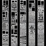 30 PCS A6 PET Reusable Drawing Journal Painting Craft Stencils