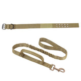 Padded Nylon Dog Collar Leash Set Adjustable for Large Dogs Khaki