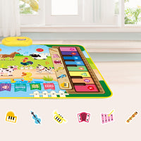 2-in-1 Piano Drum Mat Music Touch Music Mat Toys with 6 Instrument Sounds for Kids Green