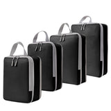 4Pcs Compression Packing Cubes Travel Luggage Storage Bags Organizers Black