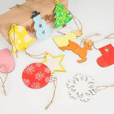 100Pcs Wooden Christmas Tree Decorations – Assorted Blank Shapes for Painting
