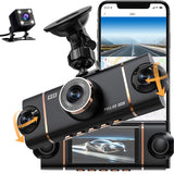 4-Channel Dash Cam with Built-in WiFi App Control and 64GB Memory Card