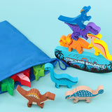 Dinosaur Toys for Kids Wooden Stacking Montessori Toys Balance Competition Game Set
