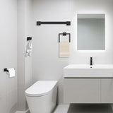 5Pcs Bathroom Towel Bar Set 40cm Stainless Steel Wall Mount Black
